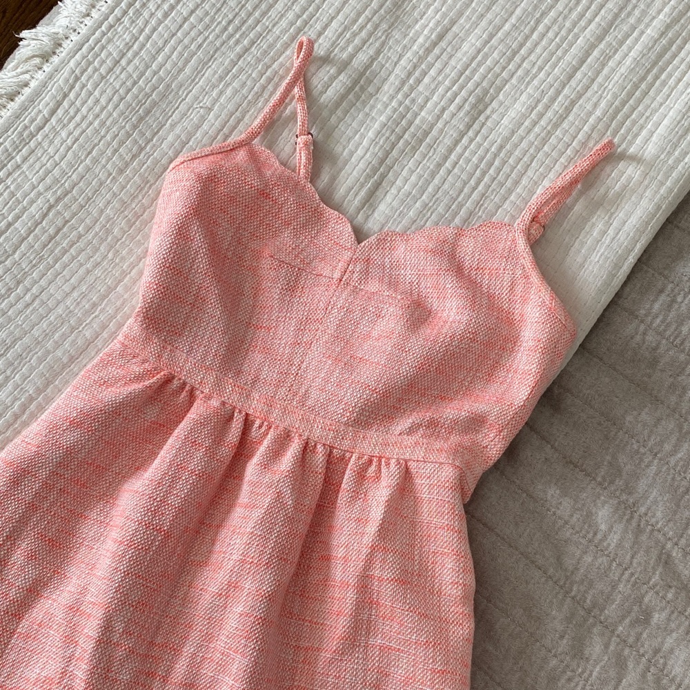 Jcrew neon Coral metallic threads  tweed mini dress 00